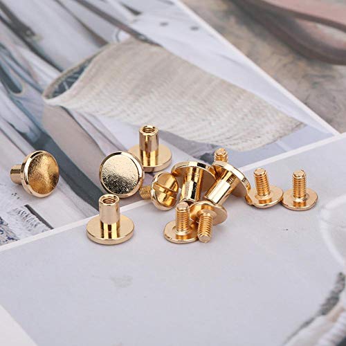 50pcs Leather Rivets Kit, Pure Copper Flat Head Rivets, Setting Tools 8mm (Gold)