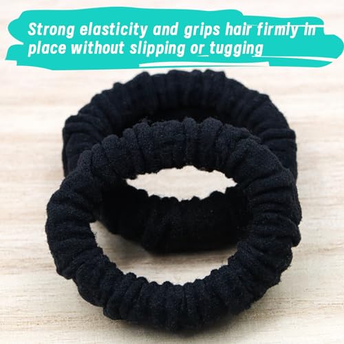 Youxuan No Damage Soft Polyester Hair Ties, No Tug Scrunchies Hair Bands with Strong Elasticity – Black - Image 5