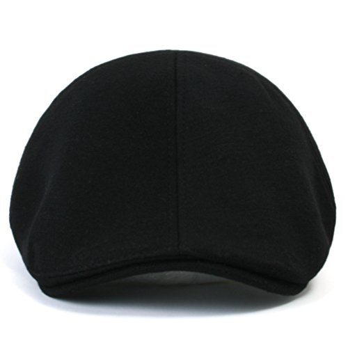 Ililily Soft Cotton Newsboy Flat Cap Pre-Curved Ivy Stretch-Fit Driver Hunting Hat (Flatcap-506-1), Black #TOP1