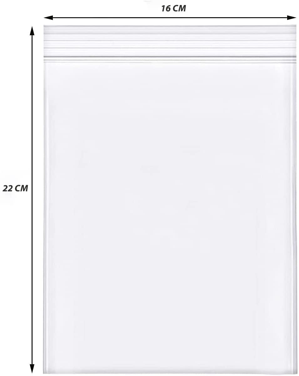 1000 Pezzi Buste Richiudibili con Zip a Pressione Trasparente, per Confetti, Alimenti e Altro, Spessore 30/50 Micron (16x22cm)