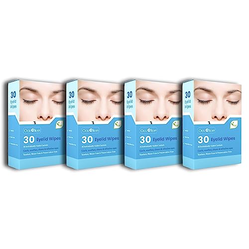 Ved Eyelid & Lash Wipes for Periocular Treatment in Adults and Children. Safe & Naturally Remove debris for Lashes and Eyelids Pack of 30 Pre-moistened Sterile Wipes (Pack Of Four (120Count))