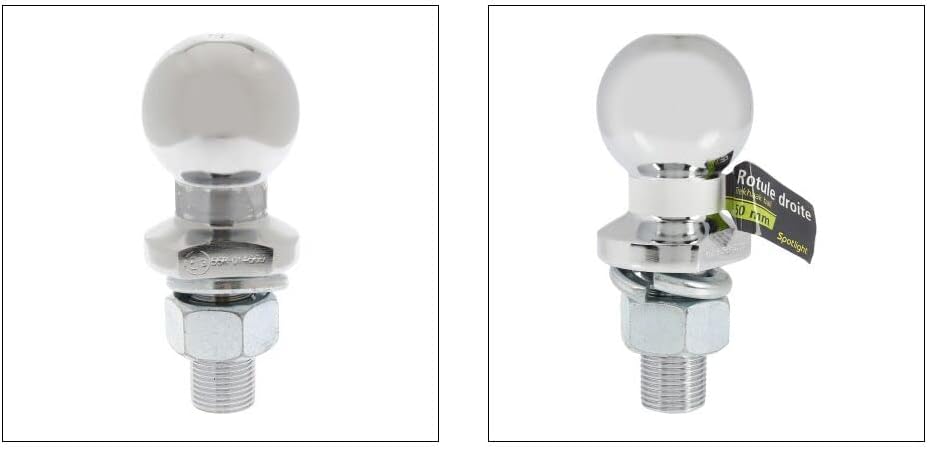 SPOTLIGHT Trailer tow ball, straight ball joint 50 mm, locking nut 22 mm, suitable for all types of vehicles (cars, vans, mowers, etc.), maximum load: 2T galvanised steel