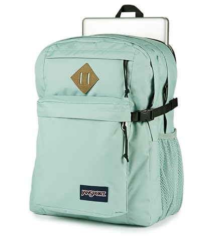 Image of JanSport Main Campus Backpack - Travel or Work Backpack with 15-Inch Laptop Sleeve and Dual Water Bottle Pockets, Faded Sage