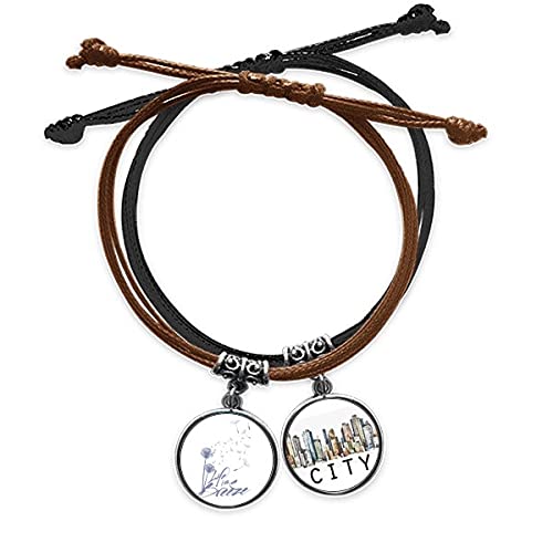 Bracelet pissenlit en cuir et corde tressée à offrir pour anniversaire et fêtes
