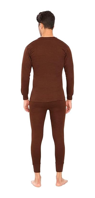 Image of Men's Woolen Themal Wear Set | V-Neck Thermal Top and Lower Set | Slim-Fit Solid Full Sleeve Thermal Set for Men | Skin Friendly Thermal Set