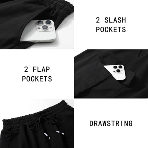 Suwangi Men’s Casual Sweat Cargo Cotton Shorts Drawstring Elastic Waist Short Athletic Workout Gym Jogger Shorts with Pockets4