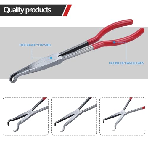 Image of 3PCS Circle Nose Pliers 11 Inch Extra Long Reach Hose Grip Pliers Set