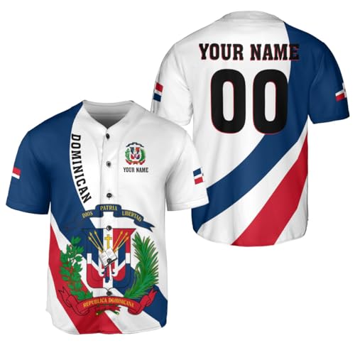 Custom Dominican Republic Baseball Jersey Dominicana Shirt Gifts for Men Women Personalized Name Republica Dominican Jerseys (Polyester, BJ386)