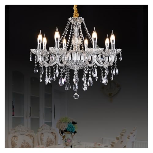 Lustre moderne en cristal cognac à 6 têtes LED style européen pour salon et séjour