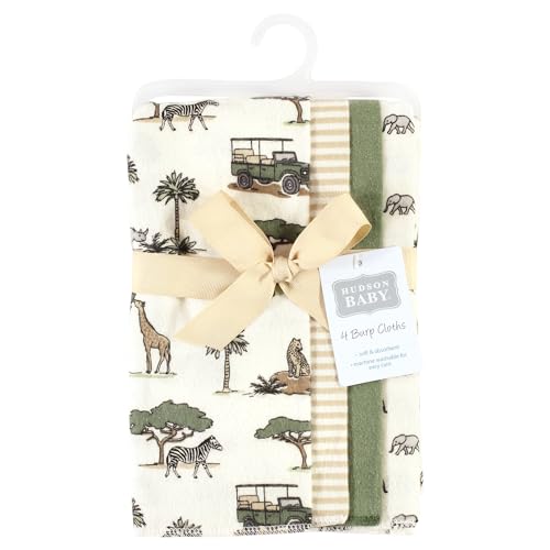 Image of Hudson Baby Cotton Poly Flannel Burp Cloths Multipack, Going On Safari 8-Pack, One Size