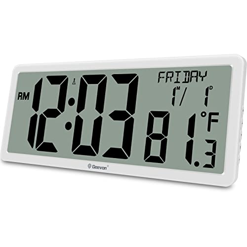 Geevon 14.3" Atomic Clock Battery Operated, Auto-Set Large Atomic Digital Wall Clock with Temperature,Date,4.4" Jumbo Digits for Home Office Elderly (Wall Mounted/Tabletop) Geevon 14.3" Atomic Clock Battery Operated, Auto-Set Large Atomic Digital Wall Clock with Temperature,Date,4.4" Jumbo Digits for Home Office Elderly (Wall Mounted/Tabletop)