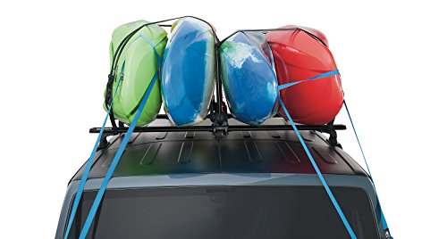 Rhino-Rack Nautic Kayak Roof Rack, Stack Up To 4 Kayaks Side By Side, Folds Down For Storage, Includes 4 Rapid Tie Down Straps, Aluminum & Glass Reinforced Nylon For Maximum Durability (S520) #TOP4
