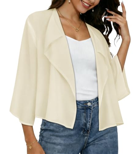 Image of Womens Summer Tops Short Shrugs Kimono Cardigans Casual Chiffon Bolero Jackets 2026