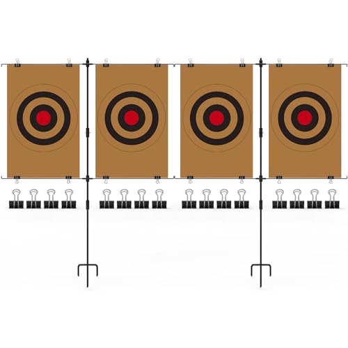 KNINE OUTDOORS Adjustable Shooting Target Stands, Paper Target Stand with 8 Metal Clips for Shooting Range, Adjustable Range from 3.2 to 26.0 Inches