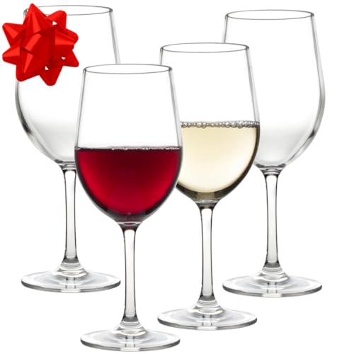 Unbreakable Wine Glasses - 100% Tritan - Shatterproof, Reusable, Dishwasher Safe (Set of 4) by D'Eco