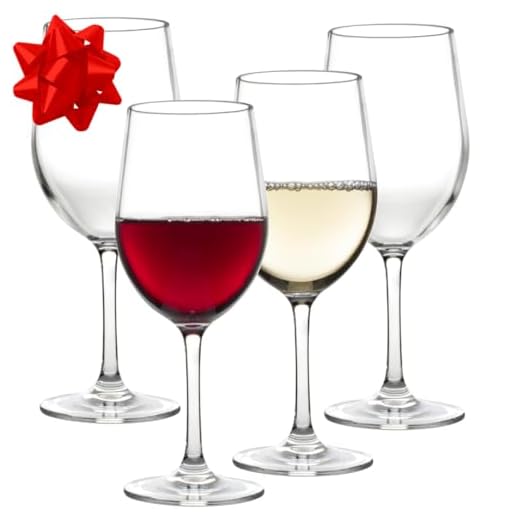 Unbreakable Stemmed Wine Glasses, 12oz - 100% Tritan - Shatterproof, Reusable, Dishwasher Safe Drink Glassware (Set of 4)- Indoor Outdoor Drinkware - Great Holiday and Wedding Gift