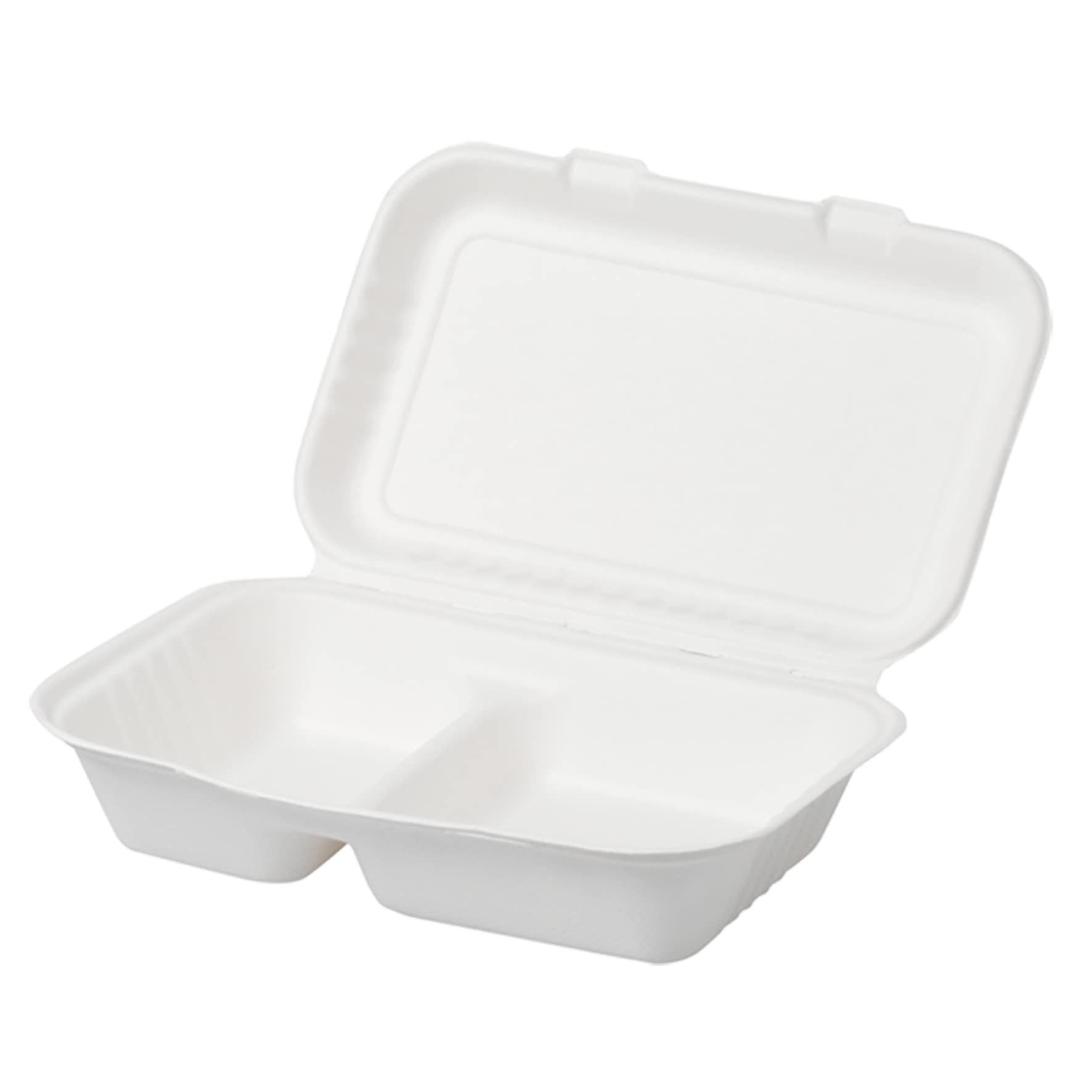 SHOBI Box per Hamburger Compostabile in Polpa di Cellulosa (200, Box Due Scomparti (24x16 cm))