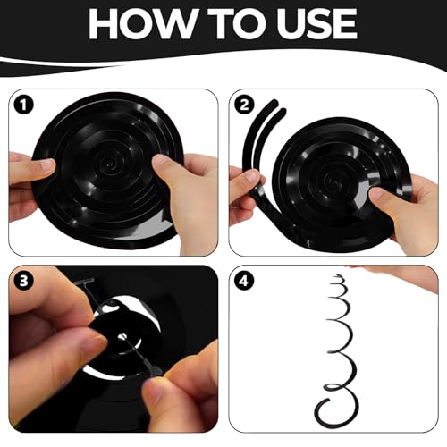 Image of 24 PCS Black Hanging Swirl, Sparkle Ceiling Hanging Decorations, Plastic Streamer Party Decorations with Double-Swirls and Single-Swirls for Birthday Decorations, Graduation,Halloween