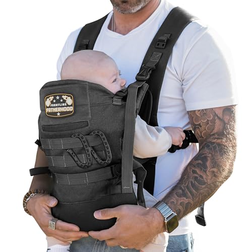 Dad Baby Carrier for Men with Adjustable Hip Snaps - Soft Infant Carrier with Magnetic Sunshade...