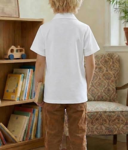 Arshiner Jungen Kurzarmhemd - Verdeckten Button-Down Shirt in Regular Fit, Bequem, Atmungsaktiv, Leicht für Sommer, Festliche, Freizeit und Schule 13-14 Jahre 160 Weiß