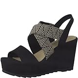 MT FEEL MARCO TOZZI Damen 2-2-28332-28 Sandalette, Sandali con Zeppa Donna, Pettine Nero, 37 EU