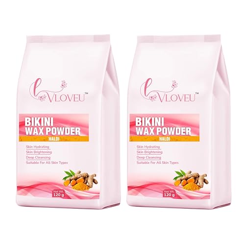 Image of VLOVEU - Bikini Halldi Wax Powder for Women - 120g | 5 Minutes Painless Herbal Wax Powder for Hair Removal|Easy to Use at Home, No Chemicals - No Irritation, Bikini Wax for Women and Girls