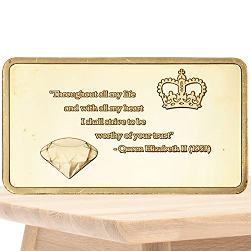BNNEW 2 Pcs Queen Elizabeth Sammlerstück vergoldeter Barren,Vergoldeter Sammlerbarren der Königin von England - Her Majesty Queen Elizabeth II Gold UK Royal Souvenir Challenge Coin Gifts Cover