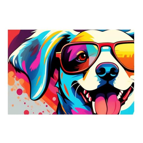 Tableau mural chien pop art GAEKKO poster haut de gamme 50 x 50 cm