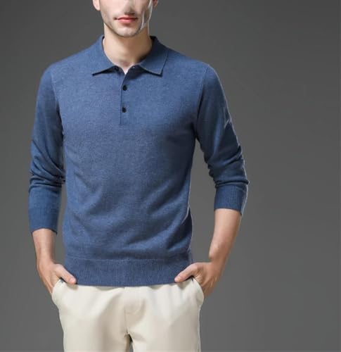 Men's Lapel Solid Color Woolen Sweater Autumn Winter Stretch Top Knitwear Business Pullover2