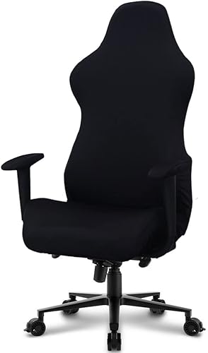 Deisy Dee Fundas de tela elásticas de poliéster para silla reclinable de carreras y juegos (Solo fundas para silla) (Negro)