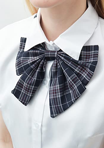 Image of PROCOS 2 Pcs Necktie Bow Tie Unisex Uniform Adjustable Plaid Tartan Bow Tie Necktie Set Cosplay Costume