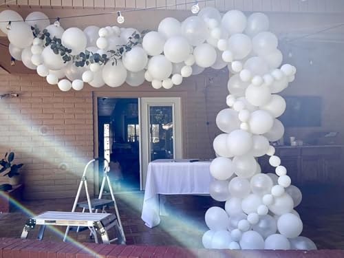 Pearl White Balloons 12 Inch 50PCS Matte Balloons Round Pearlized White Latex Balloons for Wedding Birthday Christmas Baby Shower Anniversary Backdrop White Theme Party Arch Decorations
