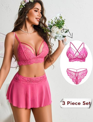 ADOME Lingerie Set for Women Sexy Lingerie Naughty Outfits Mini Skirt Set - image 5