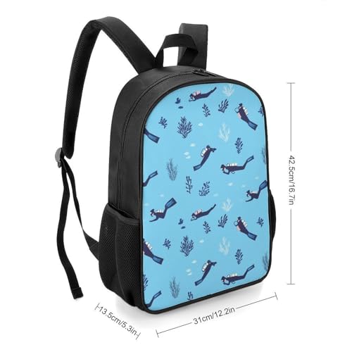Scuba Diving Pattern Travel Backpack Casual Daypack Shoulder Bag with Adjustable Shoulder Straps for Hiking2