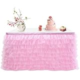 Romantic Plan Tulle Table Skirt Tutu Table Cover Decor for Round/Rectangle/Square Table for Birthday...