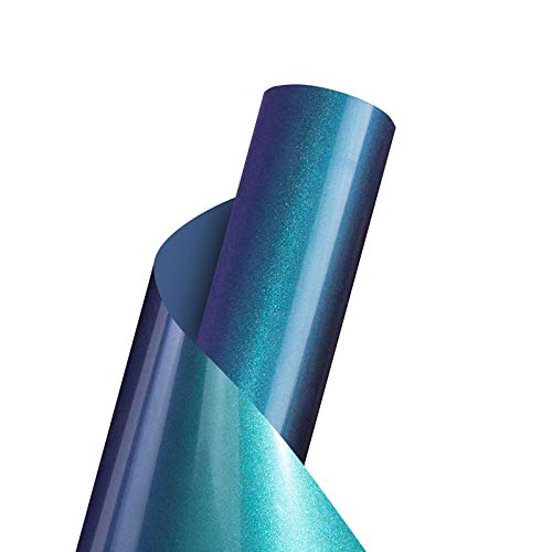 HTVRONT HTV Chameleon Heat Transfer Vinyl Roll: 12in x 12ft Iron on Vinyl for T-Shirt, Gradient Change Colors PU HTV Vinyl Roll for Heat Vinyl Design(Purple to Green)