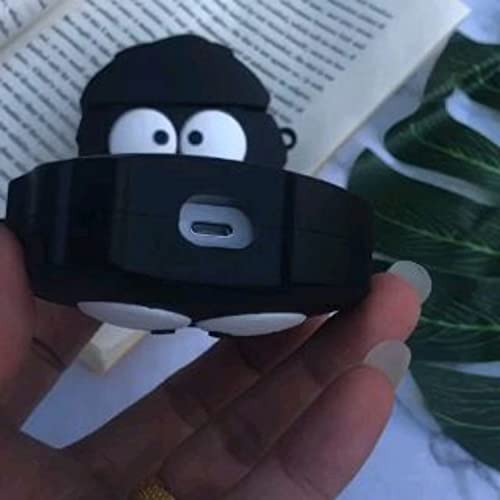 Image of Prolet Compatible with Airpods Pro Case Cover, Soft Silicone Cartoon Character Cover with Key-Chain, 360 Airpods Pro Protective Case Cover-Black Funny