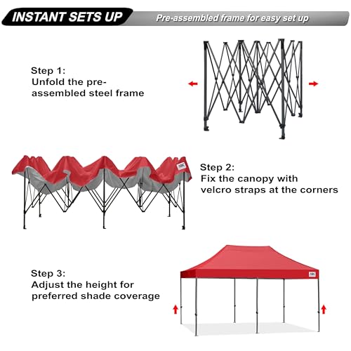 Image of ABCCANOPY Patio Pop Up Canopy Tent 10x20 Commercial-Series(Red)
