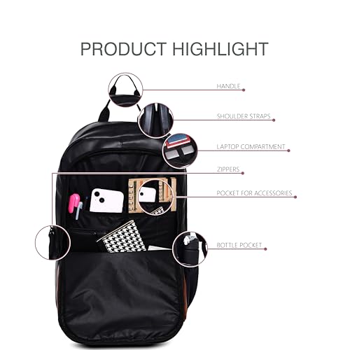 Image of 20L Small Faux Leather Water Resistant Anti Theft Laptop Backpack for 16 Inch Laptop /Backpack for Men /Women (Navy)