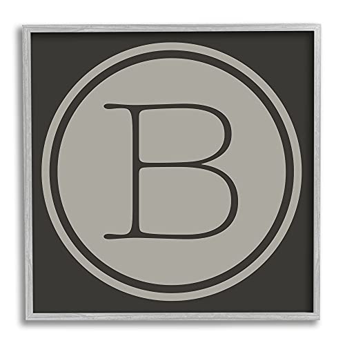 Stupell Industries Modern B Initial Round Elevator Key Shape Framed Wall Art