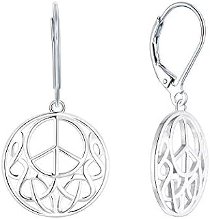 JO WISDOM Women Peace Sign Earrings,925 Sterling Silver Celtic Irish Infinity Knot Leverback Dangle & Drop Earrings