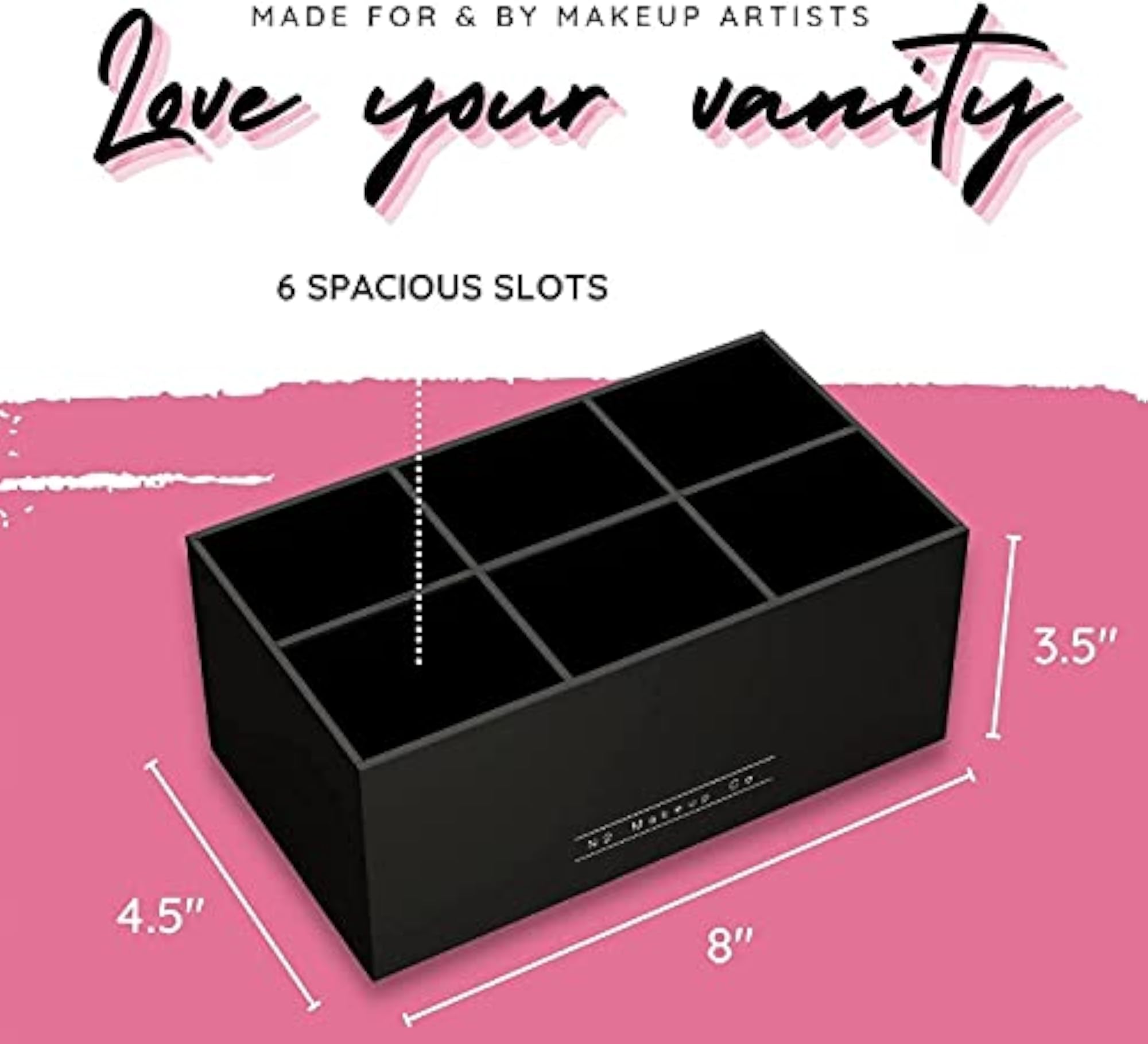 Makeup Brush Holder Organizer 6 Slot Black Acrylic