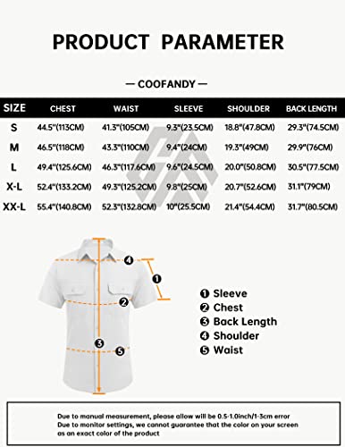 Coofandy Mens Shirt Casual Summer Button Down Linen Beach Tops With Two Pockets, White, Xx-Large, Short Sleeve #TOP5