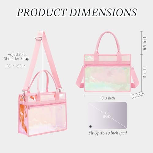 Image of Fammart Clear Bags Stadium Approved, Jelly Tote Bag for Women with Zipper, Crossbody Bag with Adjustable Strap for Work