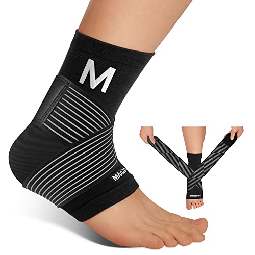 Plantar Fasciitis Relief Ankle Brace for Women & Men & Youth - MAAZO Ankle Support Brace for Sprained Ankle, Heel Protectors Sleeve w/Ankle Support Strap, Heel Brace for Heel Pain (L,Single)