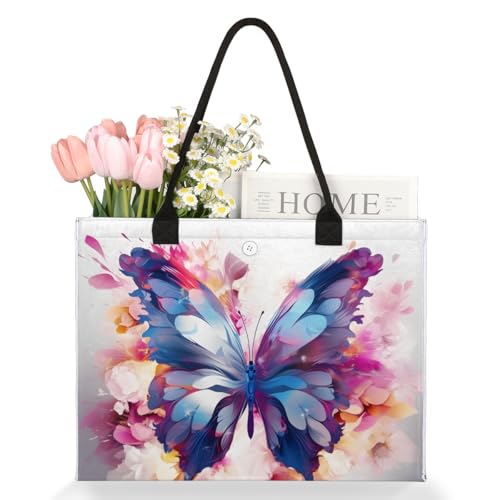 Art Butterfly Colored Tote Bag for Women Large Beach Bag Reusable Tote Bags for Work Travel Beach Shopping3
