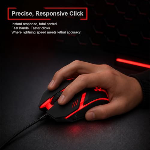 Image of iVOOMi Wired Gaming Mouse for Laptop & PC, Adjustable DPI up to 1500, Hi-Optical Tracking with 150cm Cable, High Precision Sensor, Plug and Play, Perfect for Windows, MacBook, Linux & Android