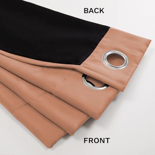 Image of LINENWALAS Door Curtains 7 Feet Set of 2 - Thermal Insulation 100% True Blackout Curtains, Black Backing & Fade Resistant Drapes for Living Room, Bedroom (Rose Gold)