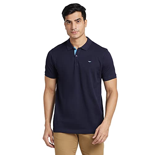 Image of Park Avenue Slim Fit Pure Cotton Print Pattern Polo Neck Casual T-Shirt