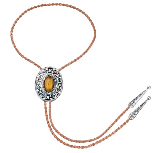 Image of Btilasif Bolo Tie Brown for Men, Scorpion Luminous Stone Cowboy Tie Western Leather Necktie Necklace for Women